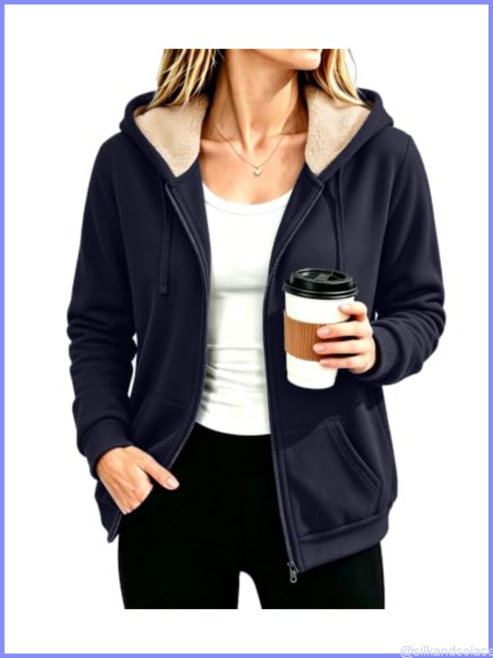 Women's Zip Up Hoodie Sherpa Fleece Lined Jacket Winter Coat